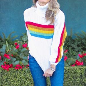 Rainbow stripe turtleneck sweater